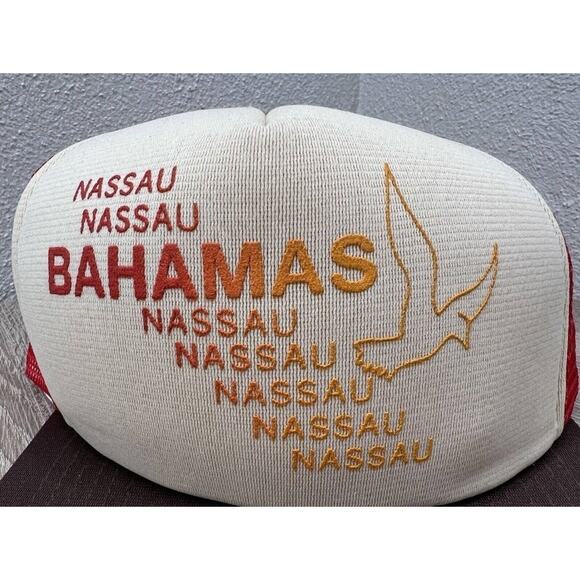 Vintage Nassau Bahamas Flat Brim Mesh Adjustable Trucker Hat - Picture 8 of 11
